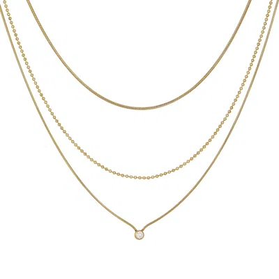 Adornia Tarnish Resistant 18k Gold Plated Set Of 3 Connected Necklaces