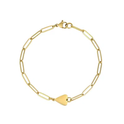 Adornia Tarnish Resistant 18k Gold Plated Sideways Heart Paperclip Chain Bracelet