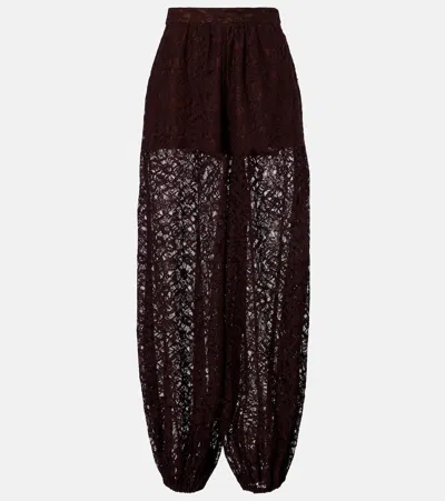 Adriana Degreas Cotton-blend Lace Balloon Pants In Brown