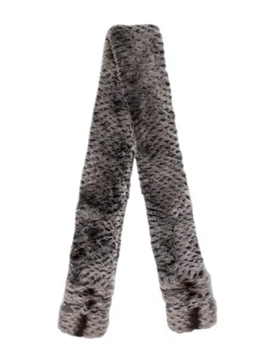 Pre-owned Adrienne Landau Fur Animal Print Scarf In Brown/white