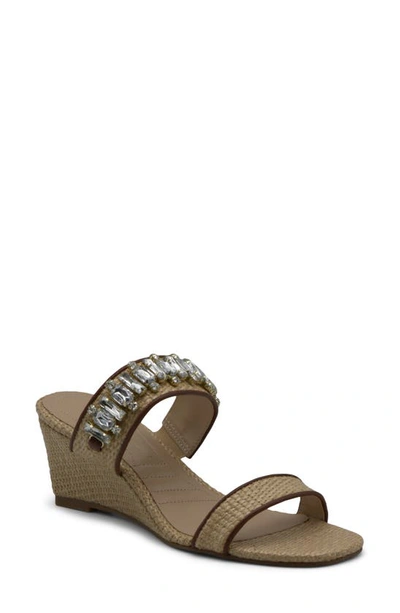 Adrienne Vittadini Acres Embellished Sandal In Natural Raffia