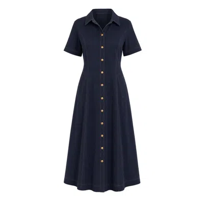 Adrift Clothing Women's Blue Maya Collared Dress In Navy