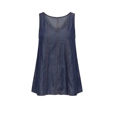 Adrift Clothing Women's Blue Sadie Tencel Denim Swing Top In Dark Wash