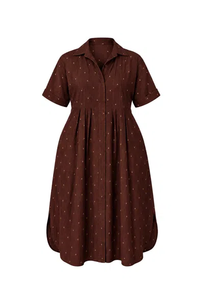 Adrift Clothing Women's Brown Bridget Pleated Dress In Chocolate Aurum