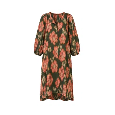 Adrift Clothing Women's Mandy Tunic Dress In Vintage Bloom In Green/orange/pink