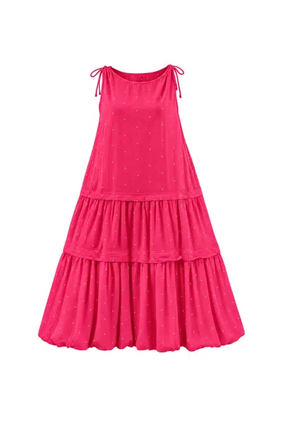Adrift Clothing Women's Millie Reversible Bubble Hem Dress In Pink Aurum