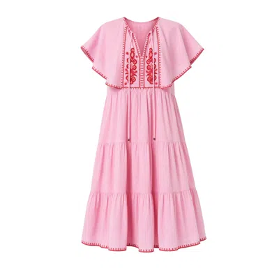 Adrift Clothing Women's Pink / Red Sydney Flutter Short Dress In Rosita