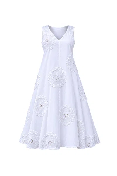 Adrift Clothing Women's Suzie Reversible Swing Dress In White Manali