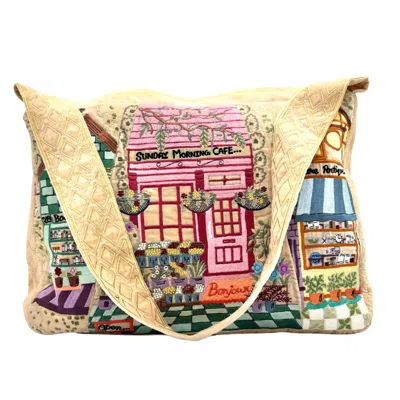Aeka Boho Woman Women's Neutrals The Chelsea Luxe Tote - Butter Cream - Oversized Embroidered Velvet Bag In White