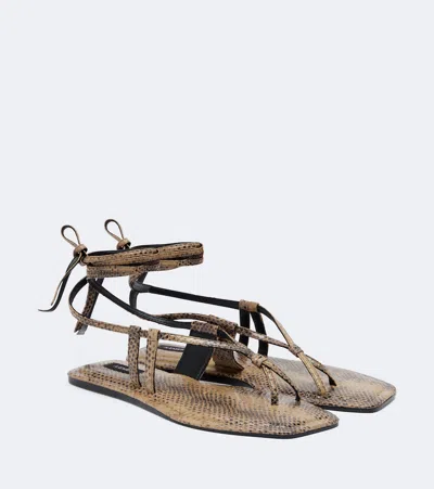A.emery A. Emery Raslo Snake-effect Leather Sandals In Brown