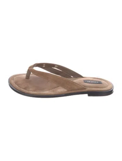 Pre-owned A.emery Suede Flip Flops In Neutrals