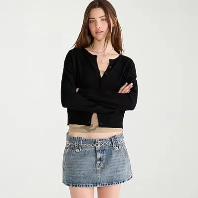 Aéropostale Womens Round Neck Long Sleeve Button Juniors Cardigan In Black