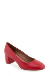 Aerosoles Ebel Block Heel Pump In Racing Red Leather