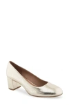 Aerosoles Ebel Block Heel Pump In Soft Gold Leather