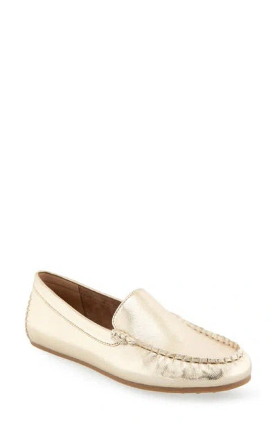 Aerosoles Over Drive Loafer In Soft Gold Faux Leather