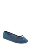 Aerosoles Pia Ballet Flat In Med Blue Quilted Denim