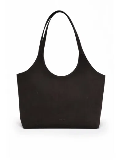 Aesther Ekme Brown Suede Leather Tote Bag In Black
