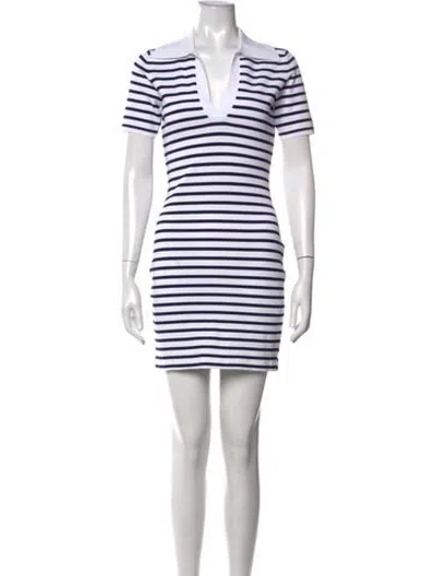 Pre-owned Aexae Striped Mini Dress In White