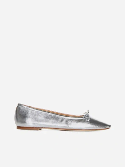 Aeyde Delfina Nappa Leather Ballet Flats In Silver