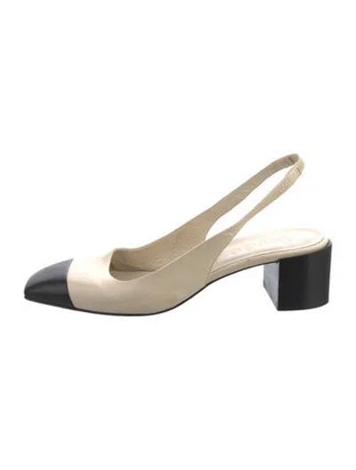 Pre-owned Aeyde Leather Colorblock Pattern Slingback Pumps In Neutrals