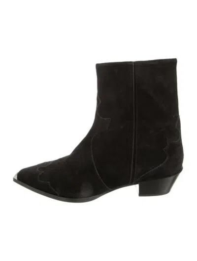 Pre-owned Aeyde Suede Western Boots In Black
