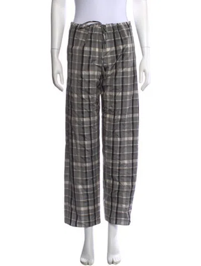 Pre-owned Aflalo Plaid Print Straight Leg Pants In Grey