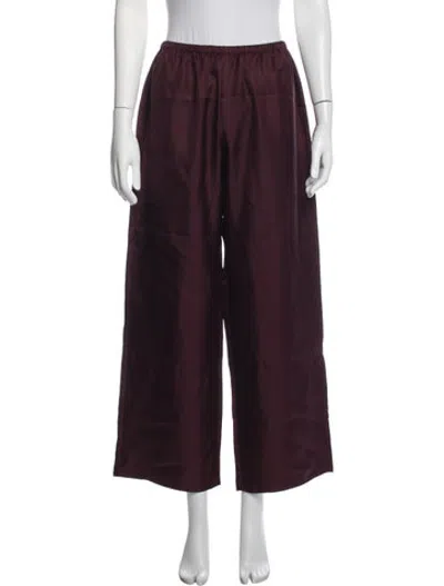 Pre-owned Aflalo Silk Wide Leg Pants In Burgundy