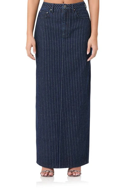 Afrm Amiri Faux Leather Maxi Skirt In Dark Wash