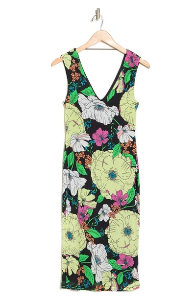 Afrm Ariana Sleeveless Dress In Limelight Bloom