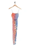 Afrm Hazel Snake Print Ruched Dress In Spring Multi Zebra