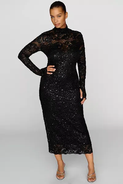 Afrm Shailene Mock Neck Maxi Dress In Black
