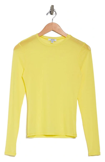 Afrm Sunny Long Sleeve Mesh Top In Limelight