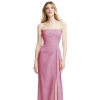 After Six Strapless Pleated Faux Wrap Trumpet Gown With Front Slit In Pink