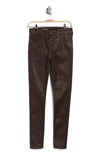Ag The Farrah High Rise Skinny Jeans In Dark Brown