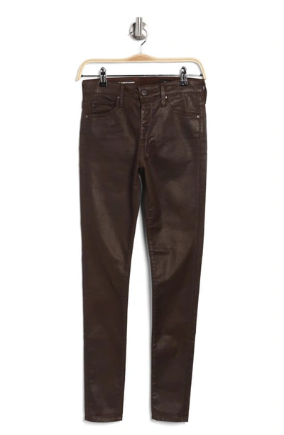 Ag The Farrah High Rise Skinny Jeans In Dark Brown