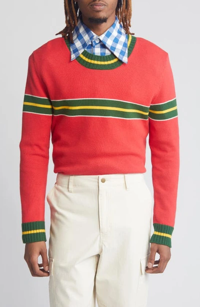 Agbobly Togo Stripe Merino Wool Jumper In Red