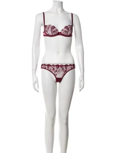 Pre-owned Agent Provocateur Floral Print Mesh Accents Lounge Set In Pink