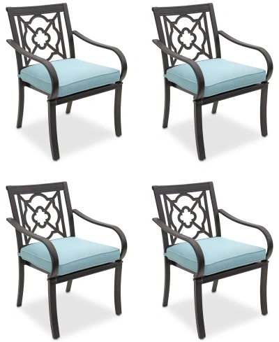 Agio St Croix Outdoor 4-pc Dining Chair Bundle Set In Spa Light Blue