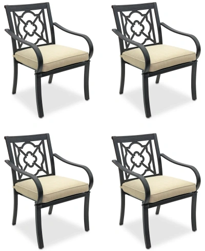 Agio St Croix Outdoor 4-pc Dining Chair Bundle Set In Straw Natural