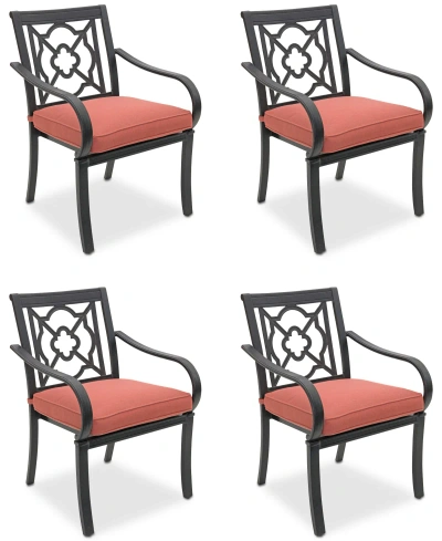 Agio St Croix Outdoor 4-pc Dining Chair Bundle Set In Peony Brick Red