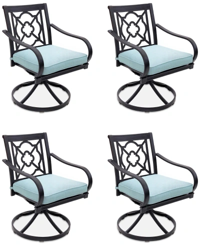 Agio St Croix Outdoor 4-pc Swivel Chair Bundle Set In Spa Light Blue