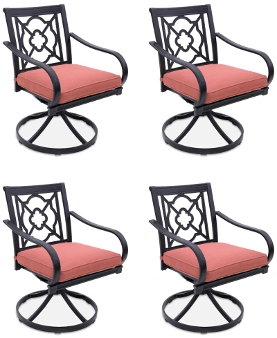 Agio St Croix Outdoor 4-pc Swivel Chair Bundle Set In Peony Brick Red