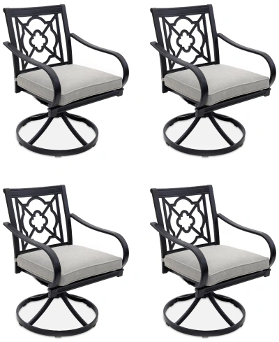 Agio St Croix Outdoor 4-pc Swivel Chair Bundle Set In Oyster Light Grey