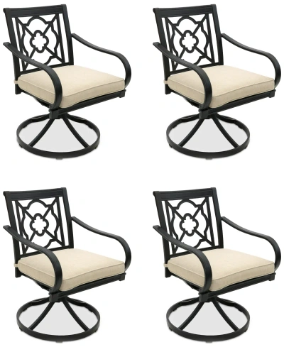 Agio St Croix Outdoor 4-pc Swivel Chair Bundle Set In Straw Natural