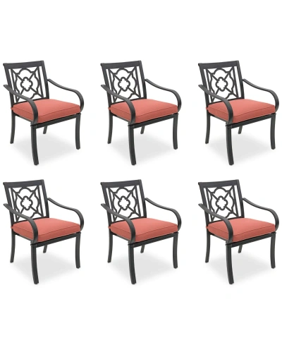 Agio St Croix Outdoor 6-pc Dining Chair Bundle Set In Peony Brick Red
