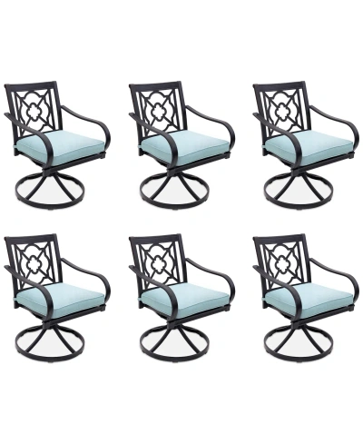Agio St Croix Outdoor 6-pc Swivel Chair Bundle Set In Spa Light Blue