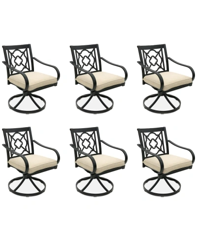 Agio St Croix Outdoor 6-pc Swivel Chair Bundle Set In Straw Natural
