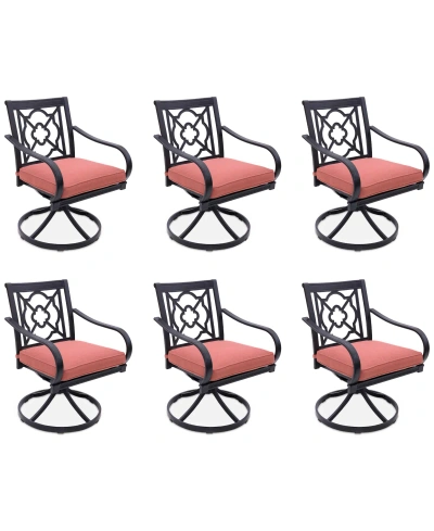 Agio St Croix Outdoor 6-pc Swivel Chair Bundle Set In Peony Brick Red