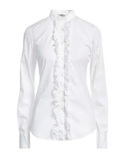 Aglini Woman Shirt White Size 4 Cotton, Polyamide, Elastane