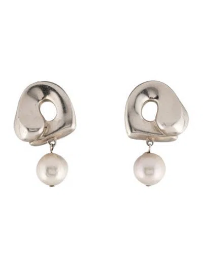 Pre-owned Agmes Pearl 'sandra' Drop Earrings In Multicolor